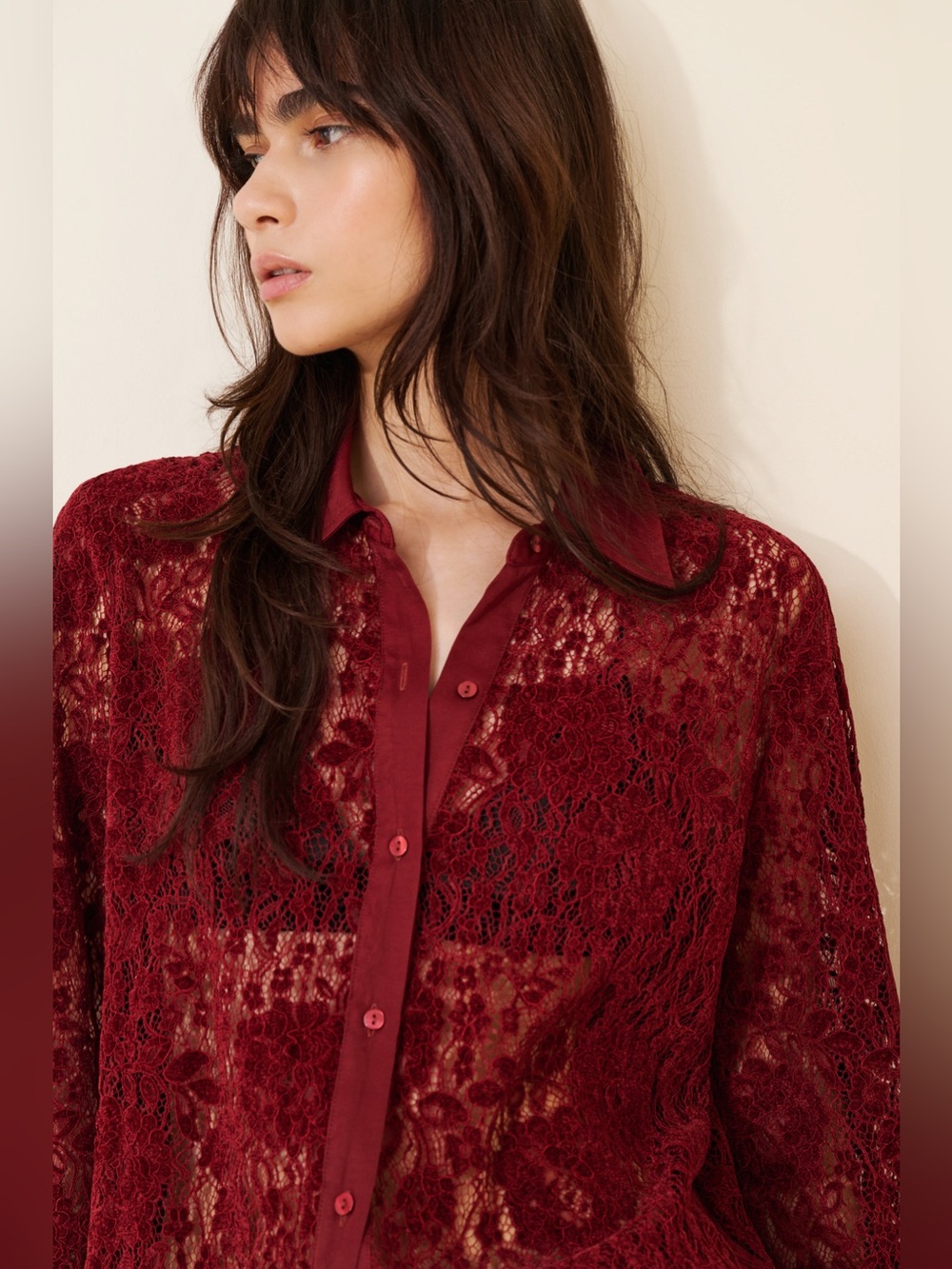 FREE PEOPLE FAITH BUTTONDOWN -
CABERNET size XS - Picture 2 of 11